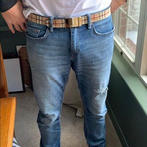 Men’s gold buckle Burberry Belt